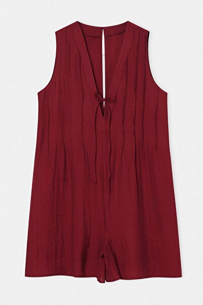 Trendyol Curve Ρούχα παραλίας Βουργουνδί υφαντή ολόσωμη φόρμα με λεπτομέρεια ...