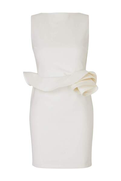 Συλλογή Trendyol Λεπτομερές Λευκό Τριαντάφυλλο Με φόδρα Υφαντό Κοντό / Μίνι Φ...