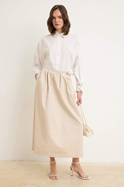 Trendyol Modest Μπεζ Πέτρινη Μακριά Φούστα TCTSS26EE00020