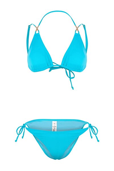 Συλλογή Trendyol Τιρκουάζ ίσιο σετ μπικίνι με χαμηλόμεσο καπάκι TBESS26BT00105