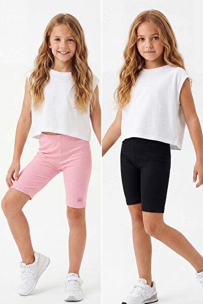 TRENDYOLKIDS Μαύρο-ροζ 2 τεμαχίων Πλεκτό κολάν για κορίτσια TKDSS26TA00005