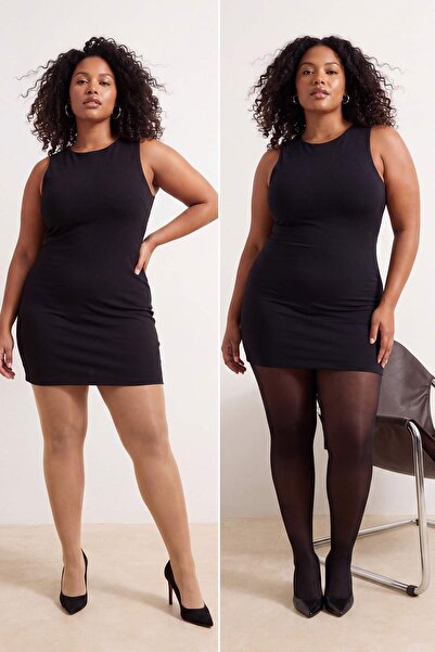 Trendyol Curve Κόκκινο Μαύρο & Κάλυμμα Κρεμμυδιού Μεγάλου Μεγέθους Καλσόν TBB...