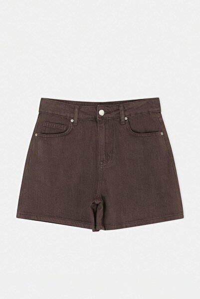 Συλλογή Trendyol Καφέ Vintage Washed Ψηλόμεσο City Boy Τζιν Σορτς TWOSS26SR00068