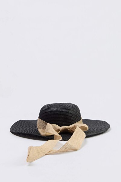 TRENDYOL SHOES Ψάθινο γυναικείο καπέλο Λεπτομέρεια με φιόγκο TAKSS26SP00007