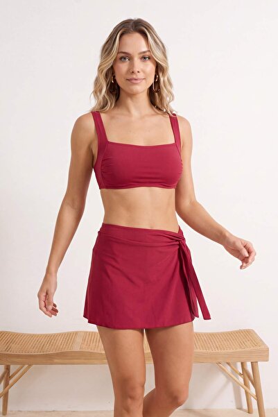 Συλλογή Trendyol Βουργουνδί χρώματος φούστα με κανονικό σκίσιμο στη μέση και ...