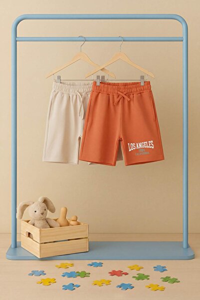 TRENDYOLKIDS Σορτς & Βερμούδα με Σλόγκαν Tile-Stone Πλεκτό TKDSS25SR00004