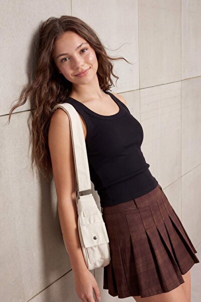 Συλλογή Trendyol Εφηβική καφέ καρό φούστα με πιέτες, ανάλογα με σχέδια, ανάλο...