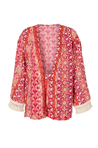 Συλλογή Trendyol Σετ παραλίας με έθνικ σχέδια, υφαντό 100% βαμβάκι, σορτς κιμ...