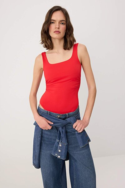 Trendyol Kollektion Granatapfelblütenfarbener, schlichter, ärmelloser, geraff...