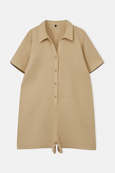 Trendyol Curve Σκούρο μπεζ ύφασμα μουσελίνας κανονικής εφαρμογής, 100% βαμβάκ...