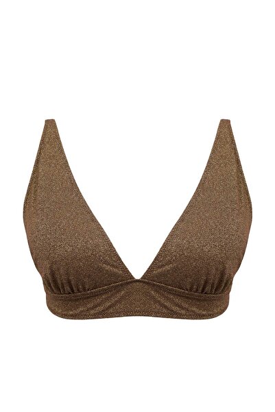 Trendyol Curve Αντιολισθητικό, λαμπερό, ποιοτικό μπλουζάκι μπικίνι με λαιμόκο...