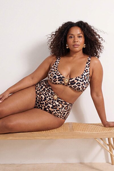 Trendyol Curve Αξεσουάρ με λεοπάρ σχέδιο και λεπτομέρεια για ψηλόμεσο μπικίνι...