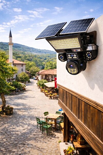 O-KAM PRO Okam pro 334 Premium 4G Solar Projektörlü Güvenlik Kamerası 4 Lens, AOV 7/24 Kayıt
