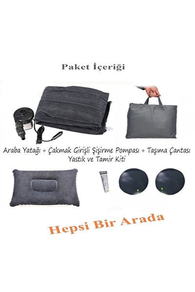 Reidan Gri Renk Oto Şişme Yatak Araban Arka Koltuk Yatak Çift Kişilik Kamp Yatağı