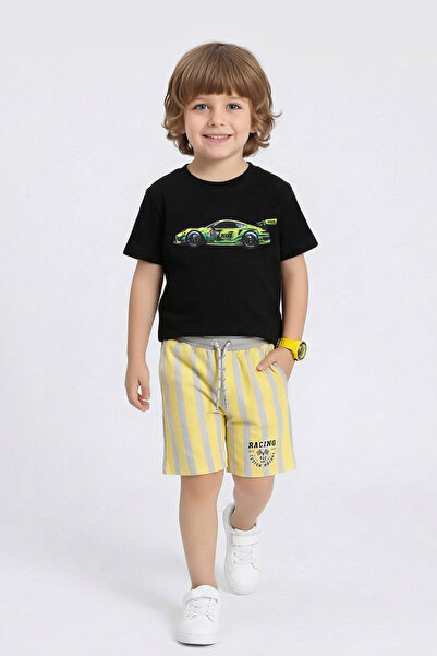 WANEX Σετ για αγόρια με κοντομάνικο μπλουζάκι και παντελόνι - 11558 - Μαύρο -...