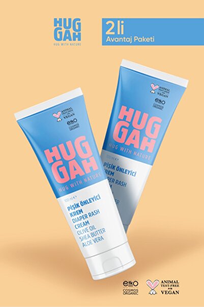 Huggah Organik Doğal Pişik Önleyici Bebek Bakım Kremi 100ml x 2 Adet