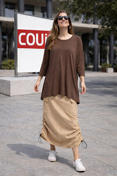 couis τουνίκ λύκρα σε καφέ χρώμα