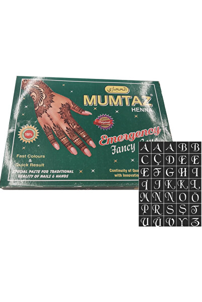 hennadibace Hint Kınası Mümtaz 1 Paket Kırmızı (12 Adet)+1 Ad Şablon hediye
