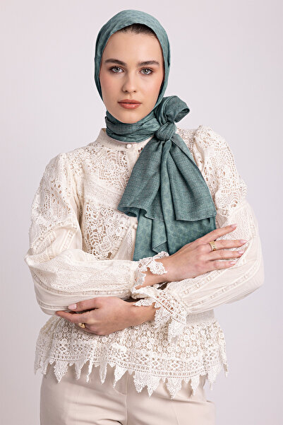 Ayshara Katre-i Zerâfet Monogram Απλό Σάλι Με σχέδιο Διπλής όψης - Μπλε του Π...