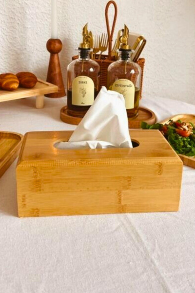 Meturas Θήκη χαρτοπετσετών και κουτί οργάνωσης από μπαμπού πολλαπλών χρήσεων,...