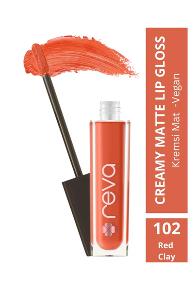 REVA Creamy Matte Lip Gloss Red Clay - Mat Krem Dudak Parlatıcısı - No: 102 -...