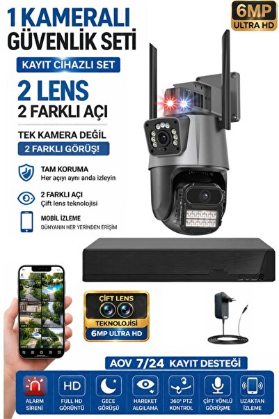SONREİR XPRO 1 Kamera 2 Lens Kablosuz WiFi Güvenlik Kamerası Seti NVR Kayıt C...