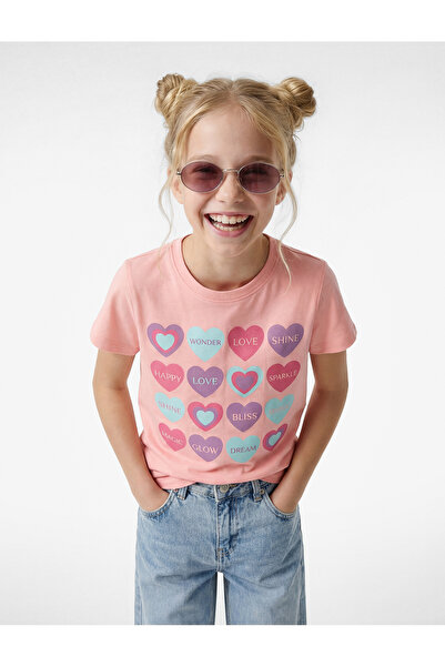 Koton Kalp Baskılı Pembe Kız Çocuk T-Shirt 6SKG10017AK
