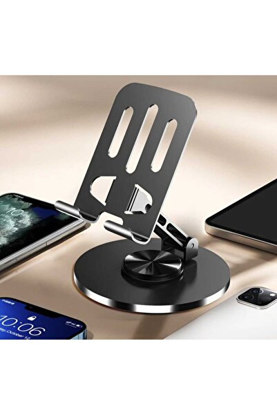 hipiylow 360 Dönen Yuvarlak Tabanlı Metal Katlanabilir Telefon Tutucu Stand