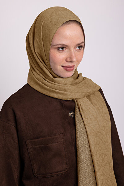 Ayshara Σάλι Şebnem Hattı Με μονογραμματικό σχέδιο Διπλής όψης - Κίτρινο Σαφράν