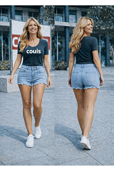 couis γυναικείο τζιν σορτς από λύκρα