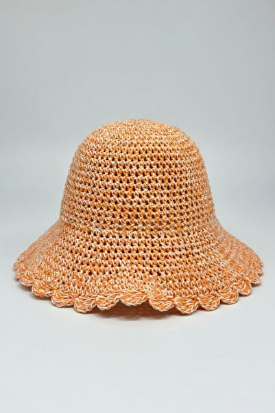 Mollycrush Γυναικείο πορτοκαλί ψάθινο καπέλο bucket πλεκτό στο χέρι |   Σχεδι...