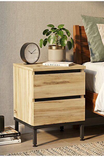 Yurudesign Luvio Komodin 2 Çekmece Metal Ayaklı Keçe-siyah Lv25-kl