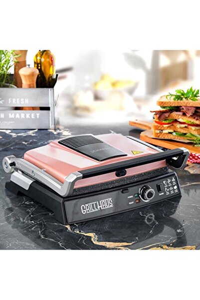 Schafer Grill Haus Tost Makinesi - Rosegold - 180 Derece Açılabilir Gövde - 6...