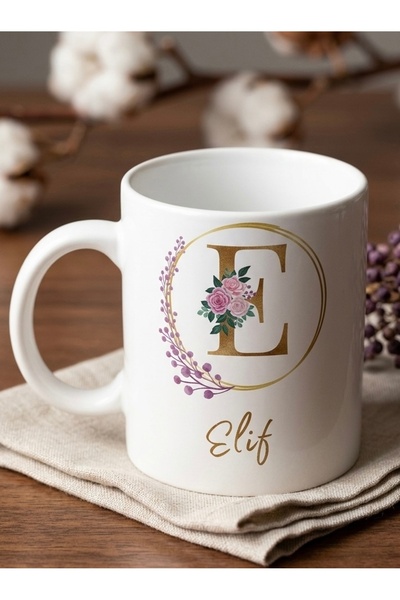 Mug with the Written Name of Elif Coffee Cup Birthday Gift-E Series