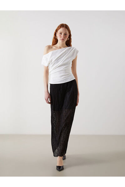 LC Waikiki Nevavm Women's Patterned Pleated Skirt with Elastic Waist