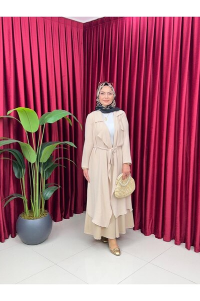 VALENS BOUTİQUE Ανοιχτό μπροστινό μπουφάν με γιακά Τεσεττουρ Καπ Σιμπελ