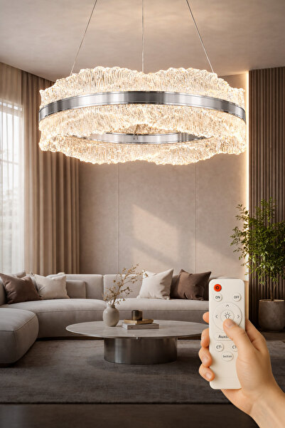 Luna Lighting Okyanus Model 50'lik Krom 3 Renk Kumandalı Metal Salon Mutfak O...