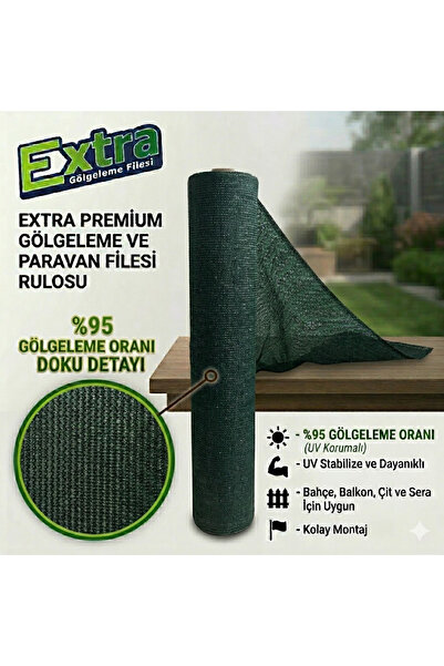 Extra YEŞİL GÖLGELEME FİLESİ %95 GÖLGELEME - 135 GR/M2 - 1.5 MT. X 15 MT