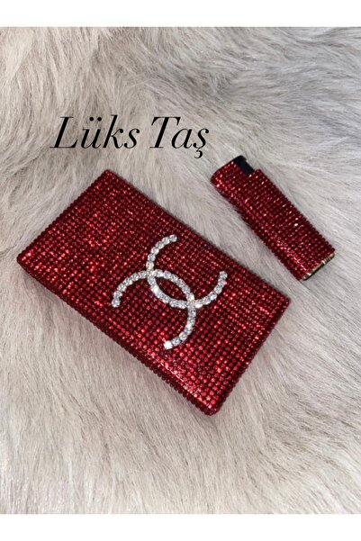 Lüks Taş Yılbası Ozel Uzun Slim Sigara Kutusu Ve Çakmak