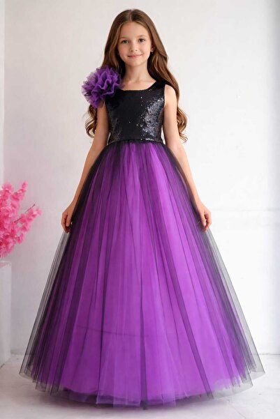 BOZTAŞ BEBE βραδινό φόρεμα κοριτσιού με παγιέτες & tarlatan