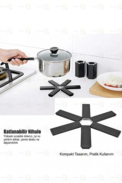 MAİN SHOP 3 τεμάχια αναδιπλούμενο μαύρο αντιολισθητικό σουπλά από σιλικόνη, α...