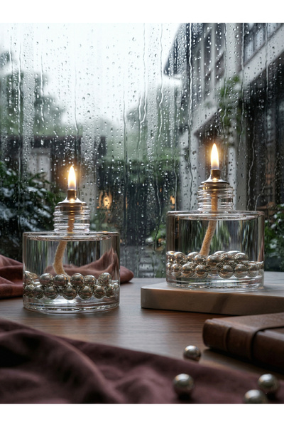 impeRiums Silver Pearl Cylinder Dekoratif Kandil Mum 2'li Set