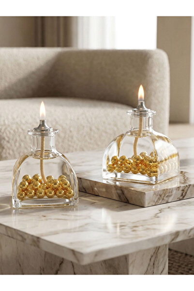 impeRiums Gold Pearl Dekoratif Kandil Mum 2'li Set
