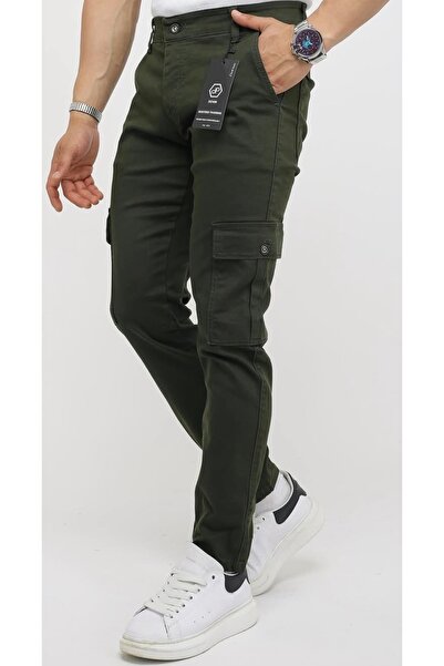ATKGİYİM 🔥 Slim Fit Cep Detaylı Düz ve Lastikli Paça Kargo Pantolon Kanvas P...