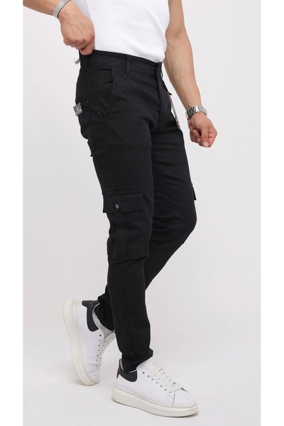 ATKGİYİM 🔥 Slim Fit Cep Detaylı Düz ve Lastikli Paça Kargo Pantolon Kanvas P...