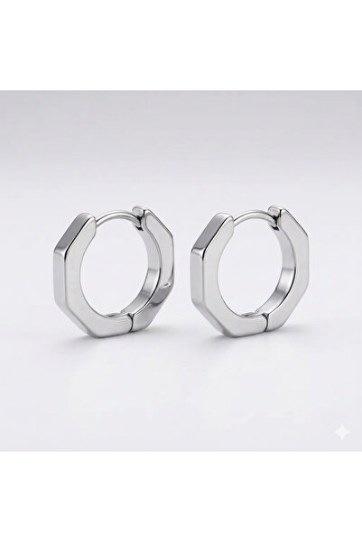 Siya Silver Unisex Geometrik Cerrahi Çelik Küpe - 1,8 cm