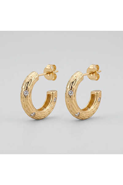 Siya Silver أقراط من الفولاذ السميك مرصعة بحجر الزركون - 2.1 سم