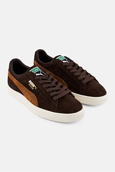 Puma حذاء نواه ميج الكلاسيكي من جلد الغزال للأولاد الصغار برباط، لون خشب السا...