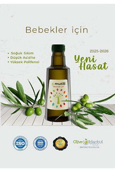 250 ml Organik Bebek Zeytinyağı Yüksek Polifenol Bebekler İçin Sızma Soğuk Sıkım Zeytinyağı