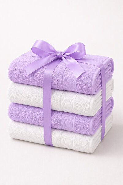 Ellaline هدية عيد الأم، طقم من 4 مناشف يدوية، 100% قطن معتمد، مع عبوة هدايا و...